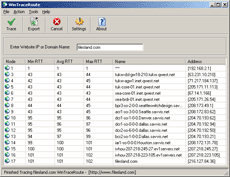 WinTraceRoute Screenshot